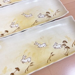 竹久夢ニ 美濃焼 長方形皿4枚 うさぎの画像
