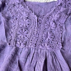 鍵編み　チュニック　紫の画像