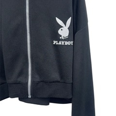 PLAYBOY 黒 クロップドジャケット 150 ショート丈 ジャージ ブルゾンの画像