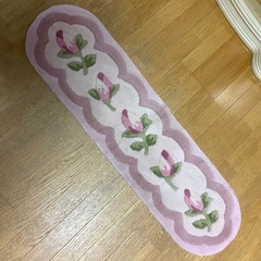 玄関マット　キッチンマット　ピンク　花柄　2枚の画像