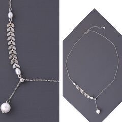 アシンメトリー/リーフシルバーネックレス（新品）の画像