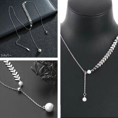 アシンメトリー/リーフシルバーネックレス（新品）の画像