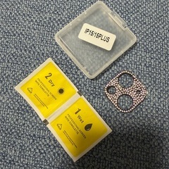 iPhone15 / 15Plus/カメラ レンズカバーキラキラブラックシルバーの画像