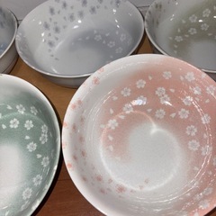 GY1026 美濃焼　花吹雪ラーメン丼五色組　の画像