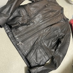 ブラックレザーシングルライダースジャケット　SからM相当の画像
