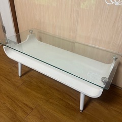 定価2万　ホワイト ガラス天板 センターテーブル 都内受け取り6000円の画像