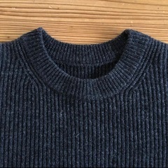 無印良品 MUJI メンズ ニット セーター 無地 黒 ブラック ウール L コットンの画像
