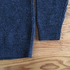無印良品 MUJI メンズ ニット セーター 無地 黒 ブラック ウール L コットンの画像