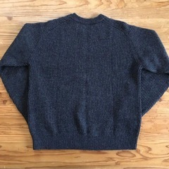 無印良品 MUJI メンズ ニット セーター 無地 黒 ブラック ウール L コットンの画像