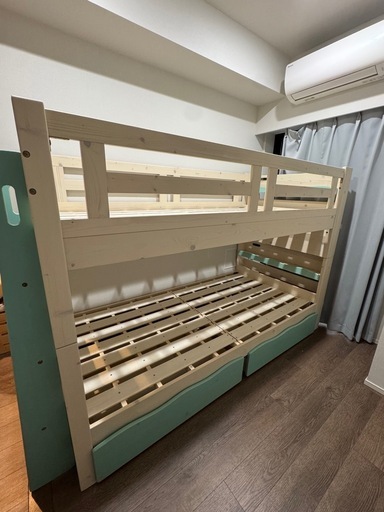 タンスのゲン　現役ママが考えた二段ベッド　引き出し付き　木製