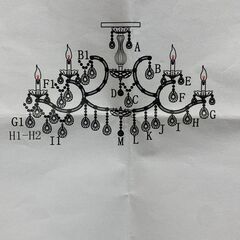 大型クリスタルシャンデリア 120cm×70cm／24灯タイプ（未組立・LED電球付き）の画像