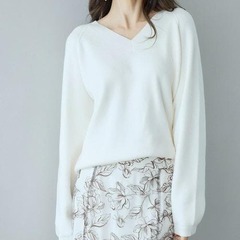 SAISON DE PAPILLON 畦編み深みVネックニットプルオーバーの画像