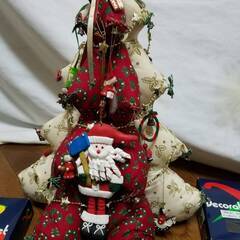 クリスマスツリー　高さ：35cm　キルティング製　イルミネーションランプ付き（点滅確認済み）の画像