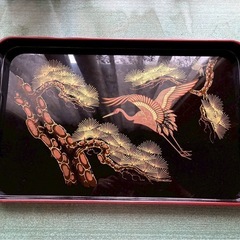 鶴と松　長手盆　角盆　お盆　の画像