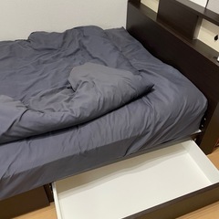 セミダブル収納ライト付きベッド、ニトリマットレス、敷布団掛け布団せっとセットの画像