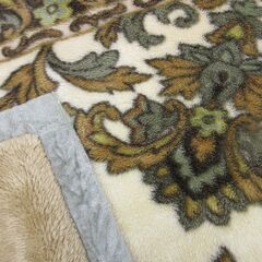 クラシック柄　肉厚毛布　シングル　グリーンの画像