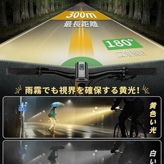 自転車ライト USB-C充電式 ロードバイク クロスバイク 防災 13段階調光の画像