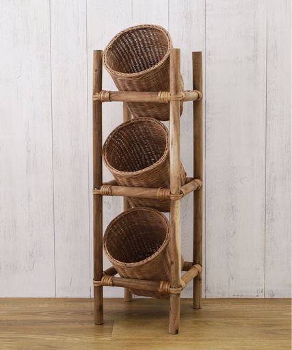 ラタンのバスケットラック