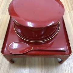 木製漆器　朱(金縁)/黒 お膳　吸い物　天目台　お櫃　皿　茶碗　水差し　輪島塗りの画像