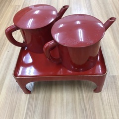 木製漆器　朱(金縁)/黒 お膳　吸い物　天目台　お櫃　皿　茶碗　水差し　輪島塗りの画像