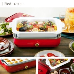 着脱式ホットプレート 温度調節機能付き PHP-1002TC-R レッドの画像