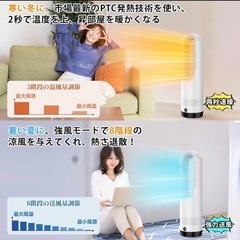 セラミックヒーター 羽根なし 冷暖両用 ファンヒーター 首振り 省エネ 軽量の画像