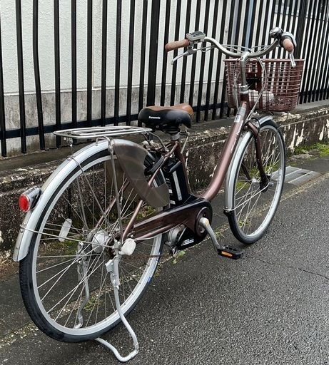 ＜整備済・美品＞パナソニック・リチウム・ライトU 26インチ・電動アシスト自転車・前後タイヤ新品・ブラウン・電動自転車・パンク無料修理