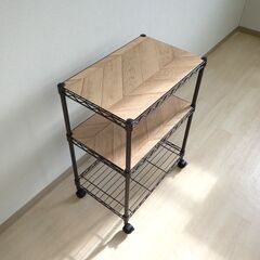 ワイヤーシェルフ３段（ダークブラウン）【小金井市民限定】（小金井市再生家具）品番：10-04-20 ※新規優先の画像
