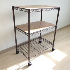 ワイヤーシェルフ３段（ダークブラウン）【小金井市民限定】（小金井市再生家具）品番：10-04-20 ※新規優先の画像