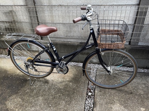 お取引中　自転車　26インチ　6段変速　マリクレール　定価40,000　ママチャリ　通学　籐カゴ