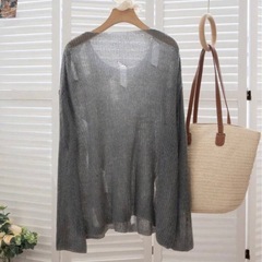 【SHEIN】ミニマリストグレー オフショルダーカット アウトホールデザインの画像