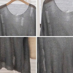 【SHEIN】ミニマリストグレー オフショルダーカット アウトホールデザインの画像