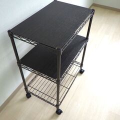 ワイヤーシェルフ３段（ダークブラウン）【小金井市民限定】（小金井市再生家具）品番：10-04-20 ※新規優先の画像