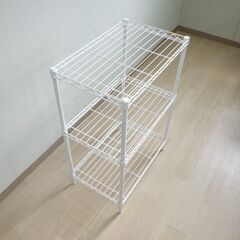 ワイヤーシェルフ３段（ホワイト）【小金井市民限定】（小金井市再生家具）品番：10-04-21 ※新規優先の画像