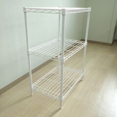 ワイヤーシェルフ３段（ホワイト）【小金井市民限定】（小金井市再生家具）品番：10-04-21 ※新規優先の画像