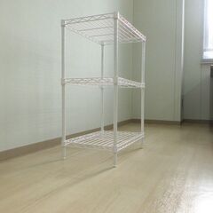 ワイヤーシェルフ３段（ホワイト）【小金井市民限定】（小金井市再生家具）品番：10-04-21 ※新規優先の画像