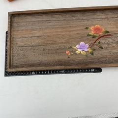 木製トレイ(お盆) 花の蒔絵調デザインの画像