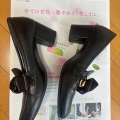 JELLY BEANS ブラックリボンパンプス スカーフ　ローファーパンプスの画像