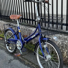 ＜整備済・美品車＞ミラノ・20インチ折りたたみ自転車・LEDオートライト・シマノ外装6段変速 ブルーの画像