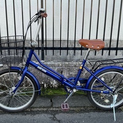 ＜整備済・美品車＞ミラノ・20インチ折りたたみ自転車・LEDオートライト・シマノ外装6段変速 ブルーの画像