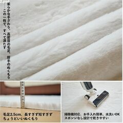 未使用　フワフワ、モコモコな　（約3畳）ピュアホワイト ラグ 180×240cmの画像