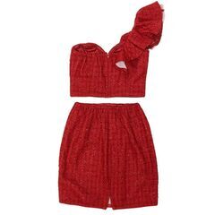 【ROBE de FLEURS / ローブドフルール】フリルワンショルダー×ビジューセットアップミニキャバドレス fm2877の画像