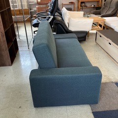 A2510-388 ソファベッド ファブリック ブルー スツール付き 色あせ、キズ汚れ有りの画像