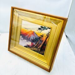 【オシャレ】🖼 山の絵（額縁付き）✨ネームなし／裏板劣化あり ✨簡易清掃・現状品❗️の画像