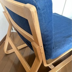 無印良品 MUJI ソファチェア 綿デニム カバー アーム付き オーク材の画像