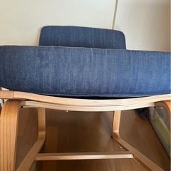 無印良品 MUJI ソファチェア 綿デニム カバー アーム付き オーク材の画像