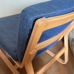 無印良品 MUJI ソファチェア 綿デニム カバー アーム付き オーク材の画像