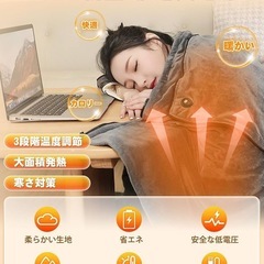 【新品未使用】電気毛布 ひざ掛け 肩掛け 座布団 敷き 掛け 厚手生地 160×80cmの画像