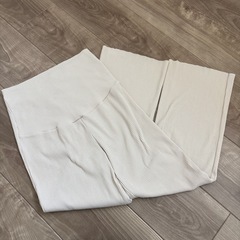 マタニティ ワイドパンツ ピンク フレアパンツ ベージュ Lの画像