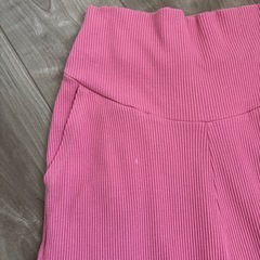 マタニティ ワイドパンツ ピンク フレアパンツ ベージュ Lの画像